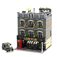 PHYNEDI Street View European Style Lion Pub Bricks Model MOC DIY Assembly Architecture Small Particle Construction Building Toy Set Compatible with Lego 5,910 Pieces 