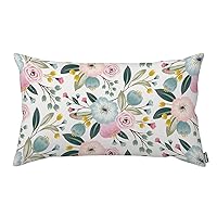 Spring Flowers Throw Pillow Covers Cute Floral Pink Green Blue Pillowcase Pillow Shams Cushion Case Single Side Printing 20X36 Inches King Size