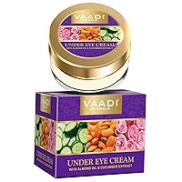 Vaadi herbals Natural Under Eye Cream - Almond Oil & Cucumber extract - Reduces the Appearance of Fine Lines and Wrinkles - Paraben Free - Sulfate Free - Unisex - All Skin Type - ( 30 GMS )