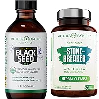 Organic Black Seed Oil & Stone Breaker, The Perfect Duo to Support Digestive Health, Immune System, Kidney Cleanse and Gallbladder - Flush impurities, dissolves Kidney Stones.