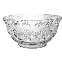 Party Essentials Hard Plastic 12-Quart Embossed Punch Bowl, Clear