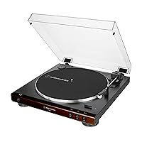Audio-Technica At-LP60X-BW Fully Automatic Belt-Drive Stereo Turntable, Hi-Fi, 2 Speed, Dust Cover, Anti-Resonance, Die-Cast Aluminum Platter Brown