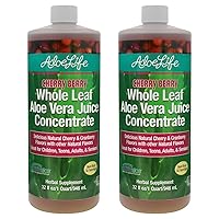 Whole Leaf Aloe Vera Juice Concentrate, Soothing Relief for Indigestion, Antioxidant Catalyst, Supports Energy & Wellness, Organic Aloe Leaves, Gluten-Free (Cherry Berry, 32 oz) | 2-Pack