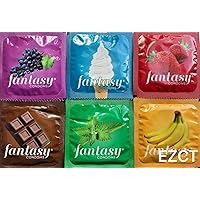 Fantasy Flavored Condoms Pack 48 Condoms : Variety of Flavors Such As Vanilla, Strawberry, Mint, Grape, Chocolate, and Banana. [The Random Fun That You Will Not Know Until You Have Used.]