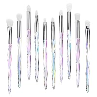 Kingtree Eyeshadow Makeup Brushes, 10PCS Crystal Brushes for Eye Makeup Premium Synthetic Bristles Eyeshadow Blending Crease Makeup Eye Brush Set, Professional Eyebrow Lip Make Up Tools