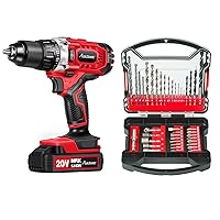 AVID POWER Cordless 20V Electric Drill with 1/2-Inch Metal Keyless Chuck Bundle with 41Pcs Drill Bit Set-RED