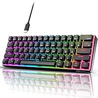 RK ROYAL KLUDGE RK61 Wired 60% Mechanical Gaming Keyboard Programmable QMK/VIA RGB Backlit 61 Keys Ultra-Compact Hot Swappable Brown Switch Black