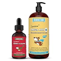 Kidney Cleanse Drops Plus Omega Max Fish Oil - for Dog’s Skin and Joint Care, Kidney Health & Immune Support – Kidney Cleanse 2 Ounces - Omega Max 16 Ounces