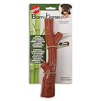 SPOT Bam-bones PLUS Branch -Bamboo Fiber & Nylon, Durable Long Lasting Dog Chew for Aggressive Chewers – Great Toy for Adult Dogs & Teething Puppies under 90lbs, Non-Splintering, 9.5in, Beef Flavor