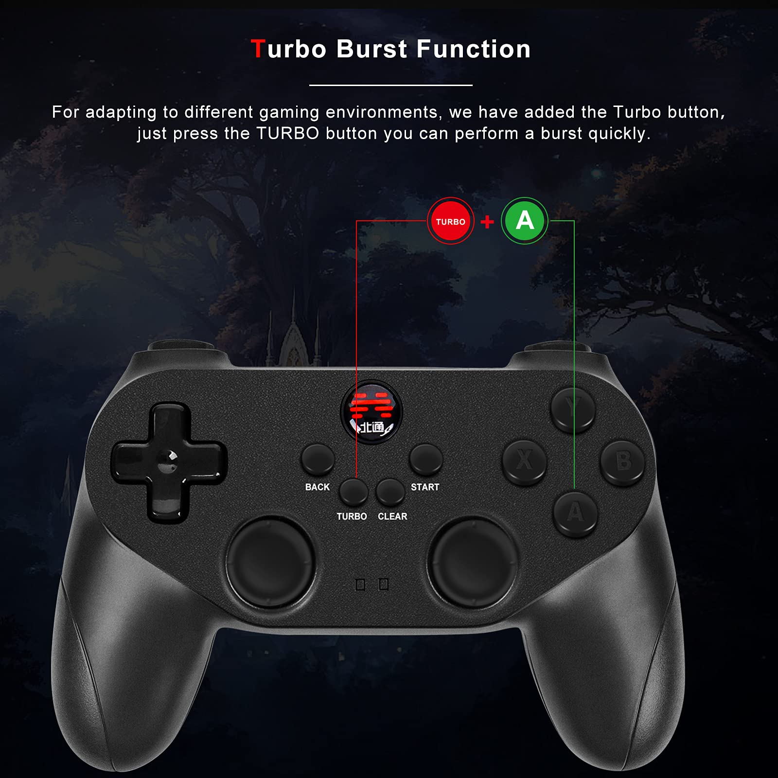 BEITONG Wireless Game Controller with Dual-Vibration Turbo Button Multi-platform PC Gaming Controller for PS3, TV, Windows 7, Switch,TV Box Compatible with Steam & Android Smart TV, Plug and Play