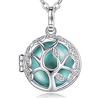 EUDORA Harmony Ball Pregnancy Necklace Bola Locket Pendant Necklaces for Women, Music Chime Wishing Ball Star Lotus Tree of Life Dream Catcher for Mom Baby Jewellery Gift, 76cm+114cm Chain