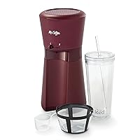 Mr. Coffee Iced Coffee Maker, Single Serve Machine with 22-Ounce Tumbler and Reusable Coffee Filter, Burgundy