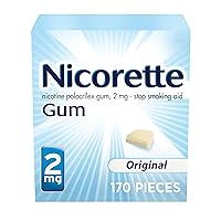 Nicorette 2mg Nicotine Gum to Quit Smoking , Unflavored, Original, 170 Count