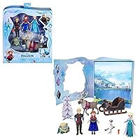 Mattel Disney Frozen Toy Set with 6 Key Characters, Classic Storybook Playset with 4 Small Dolls, 2 Figures & Accessories
