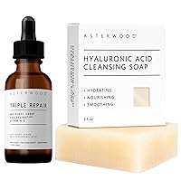 ASTERWOOD Triple Repair Serum 1 oz + Hyaluronic Acid Cleansing Face Soap 3.5 oz