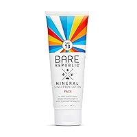 Bare Republic Mineral Sunscreen SPF 70 Sunblock Face Lotion, Enriched with Antioxidant-Rich Hydrators, 2 Fl Oz