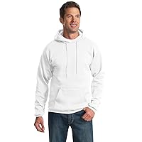Port & Company Mens Tall Ultimate Hooded Sweatshirt, White, Large Tall