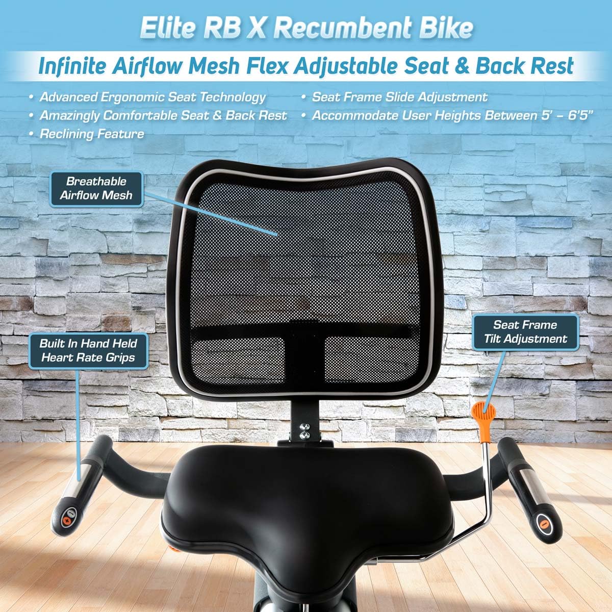 3G Cardio Elite RB Exercise Bike, Recumbent - Commercial Grade - Compact Footprint - Ultra Comfortable Seat - Magnetic Resistance - 350 LB User Capacity