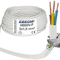 Hose Cable H05VV-F 3G 1.5 mm² – 3 x 1.5 mm² – White – 5/10 or 25 m Selectable – Choice of 3 x 1.5 mm² – Length: 10 m