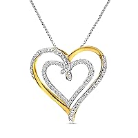 NATALIA DRAKE 1/3 Cttw Diamond Double Heart Necklace for Women in Yellow Gold Plated 925 Sterling Silver Color I-J/Clarity I2-I3