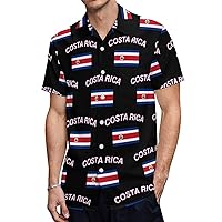 State Flag of Costa Rica Men's Shirts Short Sleeve Hawaiian Shirt Beach Casual Work Shirt Tops