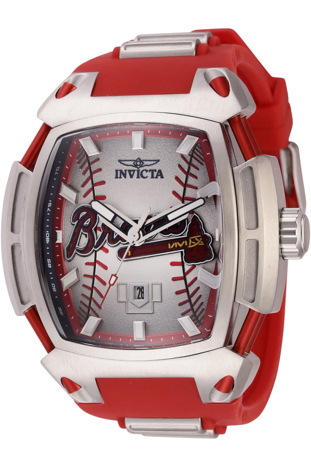 Invicta Men's MLB 53mm Stainless Steel, Silicone Quartz Watch, Silver (Model: 42825)