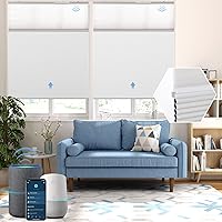 Graywind Motorized Day Night Cellular Shades Compatible with Alexa Google Remote Control Cordless Blackout Honeycomb Blinds Single Cell Insulated Shade with Valance, Custom Size (White)