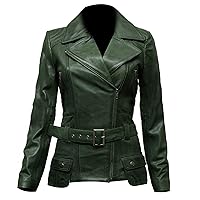 LP-FACON Womens Fashion Brando Motorcycle Mid Length Steampunk Gothic Leather Jacket Coat