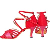 Women Latin Dancing Shoes Ballroom Sandals Salsa Dance Pumps Peep Toe Practice Teacher Shoes Customized Heel