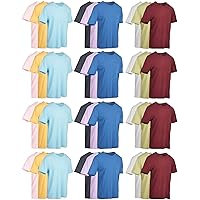 12 Pack Mens Cotton Crew Neck Regular T-Shirts Bulk Short Sleeve Lightweight Tees Mix Colors
