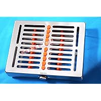 Premium German Stainless 1 Heavy Duty Dental Autoclave Sterilization Cassette Box Tray for 10 Instrument-A+Quality Button Type Detachable -Orange CYNAMED Brand