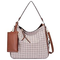 Plaid Check Tote and Purse Set Personalized Check Tote Handbag Shoulder Bag for Women Top-Handle Bag Crossbody Bag