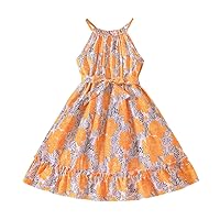 6t 8t Age Birthday Tutu Dress Toddler Girls Sleeveless Floral Prints Dress Clothes
