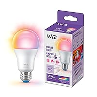 WiZ 60W A19 Color LED Smart Bulb - Pack of 1 - E26- Indoor - Connects to Your Existing Wi-Fi - Control with Voice or App + Activate with Motion - Matter Compatible