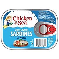 Chicken of the Sea Sardines in Water, Wild Caught, 3.75 oz. Can (Pack of 18)