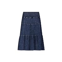 Hard Tail Tiered Knee Length Cotton Skirt T-229