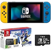 Nintendo Switch Bundle with Carrying Case & SD Card: Nintendo Switch 32GB Console with Neon Red and Blue Joy-Con, 12-Month Individual Membership Online, TWE 128GB Micro SD Card (Renewed)