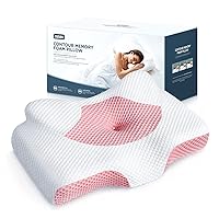 Adjustable Cervical Contour Support Pillow for Neck Pain Relief, Odorless Memory Foam Pillows with Cooling Case, Orthopedic Bed Pillow for Sleeping Side Back Sleepers