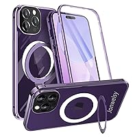 Jonwelsy Case for iPhone 14 Pro Max with Invisible Stand Magnetic Ring [Compatible with Magsafe] 360 Degree Front and Back Protection Shockproof Cover for iPhone 14 Pro Max (6.7 inch) (Purple)