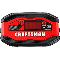 CRAFTSMAN CMXCESM260 3A 12V Fully Automatic Battery Charger and Maintainer – Compatible with Standard, AGM, Deep-Cycle and Lithium Batteries – Scrolling Digital Display – Quick-Connect Hook-up