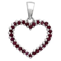 Open Heart Pendant !! 925 Sterling Silver 1.20 Ctw Natural Gemstone Wedding Gift for her Pendant (ruby)