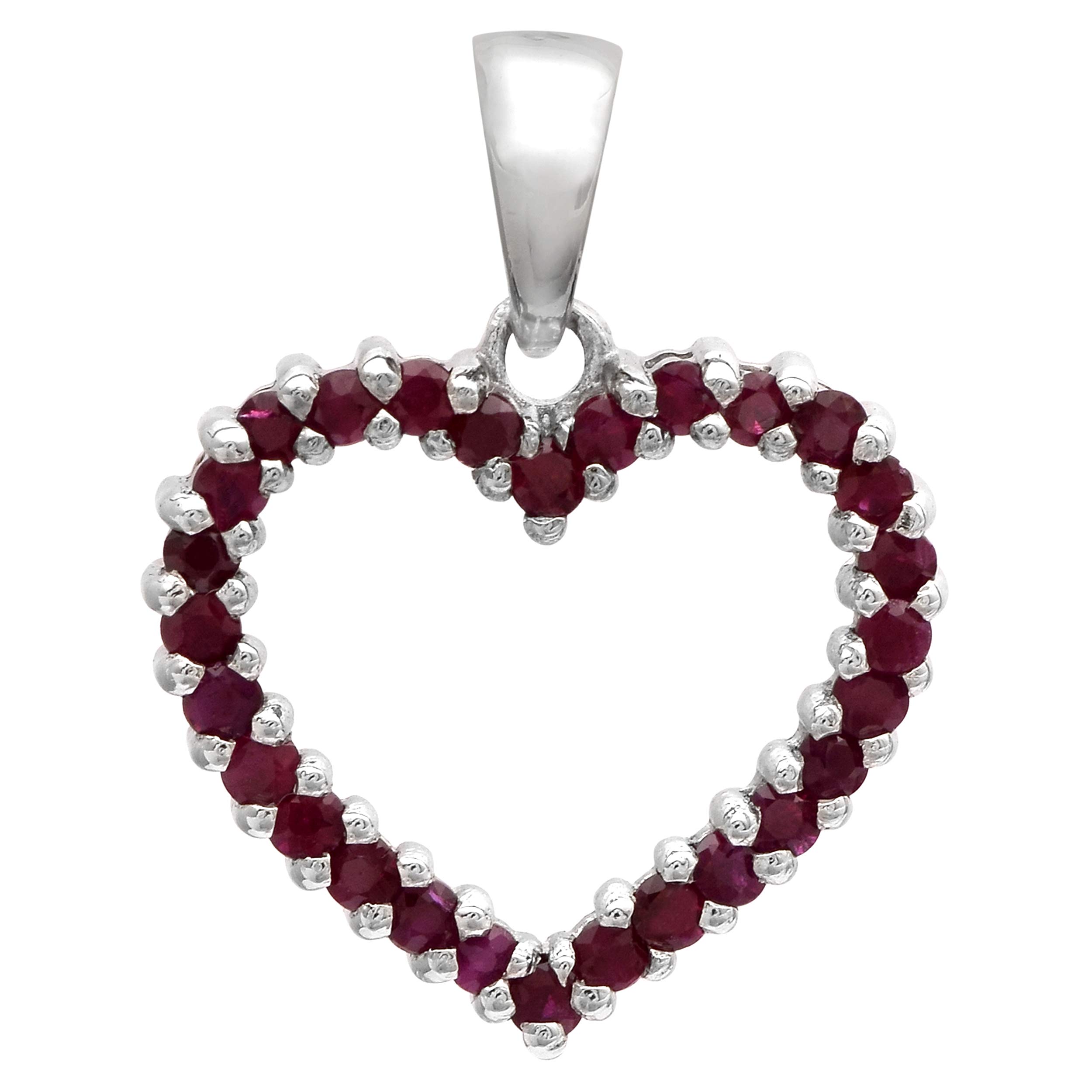 Shine Jewel Open Heart Pendant !! 925 Sterling Silver 1.20 Ctw Natural Gemstone Wedding Gift for her Pendant (ruby)