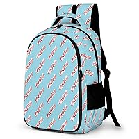 Bacon Strips on Blue Laptop Backpack Durable Computer Shoulder Bag Business Work Bag Camping Travel Daypack