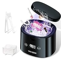 Ultrasonic Retainer Cleaner, Sonic Dental Cleaning Pod, Portable 30W/45kHz Machine for Dentures, Aligners, Braces, Mouth Guards, Jewelry, for All Dental Appliances (Black)