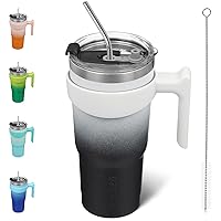 BJPKPK 20 oz Stainless Steel Insulated Tumbler Cups With Handle And Straw And Lid,Day & Night