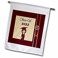 3dRose Image of Class of 2022, Girl, Cap, Gown, Diploma, Award Ribbon, Red - Flags (fl_354824_1)