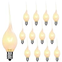SUNSGNE Silicone Dipped Candle Night Light Bulbs, 5 Watts Clear Silicone Christmas Decorative Replacement Bulbs for Chandelier Electric Window Candle, C7/E12 Candelabra Base, Pack of 12