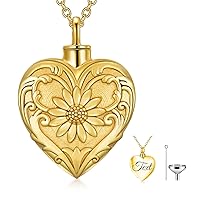 White Gold/Rose Gold/Yellow Gold Cremation Jewelry for Ashes, Personalized Real Gold Tree of Life/Butterfly/Rose Heart Locket Necklace for Ashes to Keep Human Dog Cat in Memory