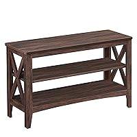 VASAGLE, Entryway Storage Bench, 2-Tier Shoe Rack, 11.8 x 31.5 x 18.9 Inches, Holds up to 300 lb, Farmhouse Style, for Living Room, Bedroom, Maroon Brown ULSB053K51, 11.8