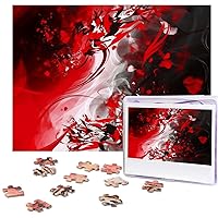 Red Black White Abstract Puzzles Personalized Puzzle 500 Pieces Jigsaw Puzzles from Photos Picture Puzzle for Adults Family (20.4